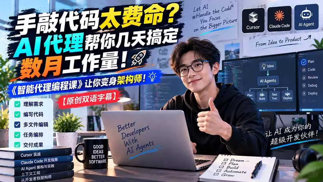 （20286期）手敲代码太费命？AI 代理帮你几天搞定数月工作量！《智能代理编程课》让你变身架构师 - 青心资源站