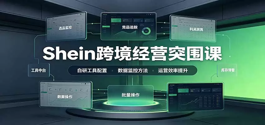 Shein跨境经营突围课：选品测品运营优化，自研工具赋能，破解单量与利润增长困境|青心资源站