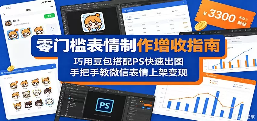 零门槛表情制作增收指南：巧用豆包搭配 PS 快速出图，手把手教微信表情上架变现|青心网创站