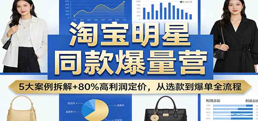 淘宝明星同款爆量营:5大案例拆解+80%高利润定价,从选款到爆单全流程|青心网创站