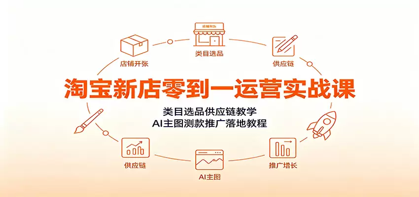 淘宝新店零到一运营实战课：类目选品供应链教学，AI主图测款推广落地教程|青心网创站
