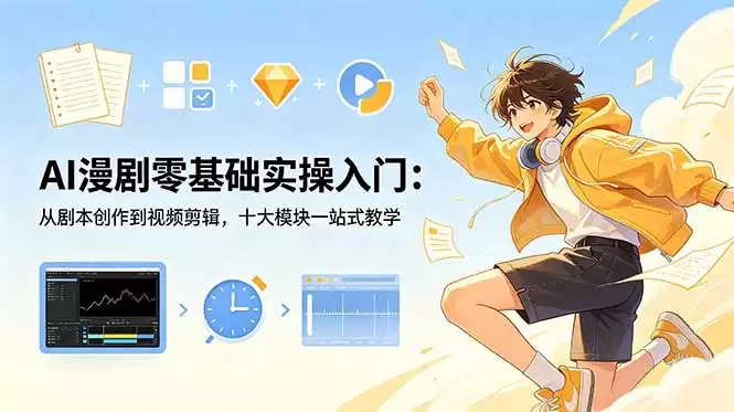 AI漫剧零基础实操入门：从剧本创作到视频剪辑，十大模块一站式教学|青心网创站