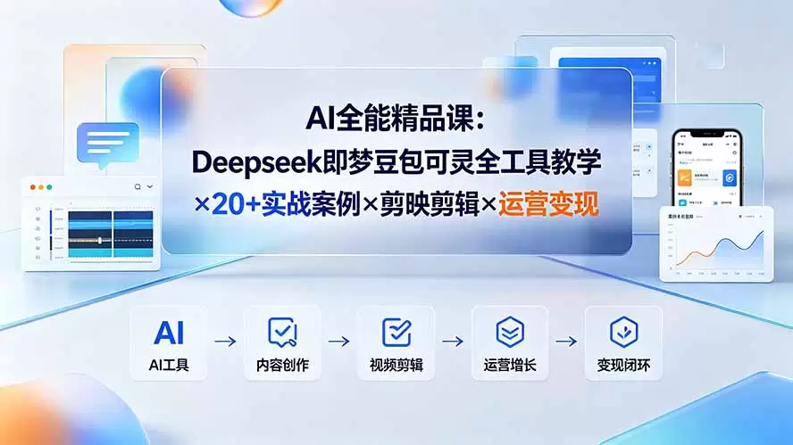 AI全能精品课：Deepseek即梦豆包可灵全工具教学×20+实战案例×剪映剪辑×运营变现|青心网创站
