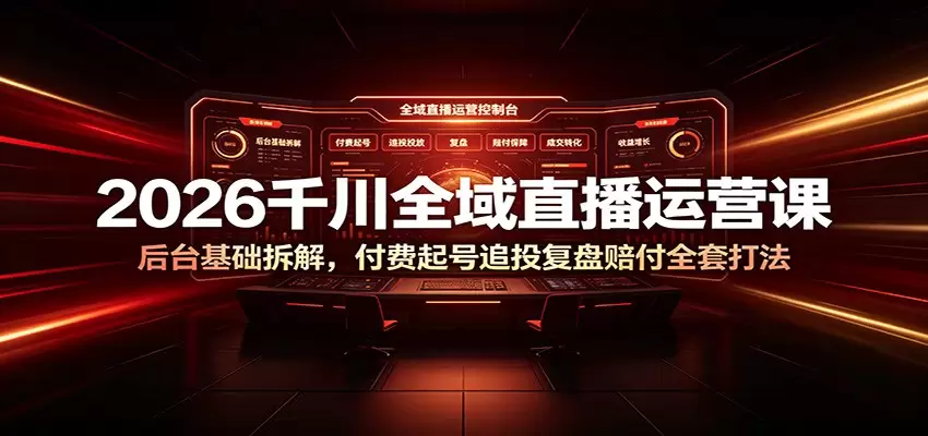 2026千川全域直播运营课：后台基础拆解，付费起号追投复盘赔付全套打法|青心网创站