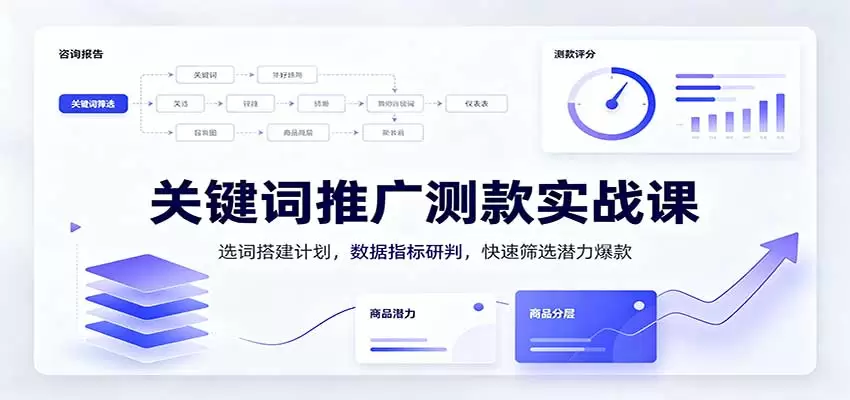 关键词推广测款实战课：选词搭建计划，数据指标研判，快速筛选潜力爆款 - 青心资源站