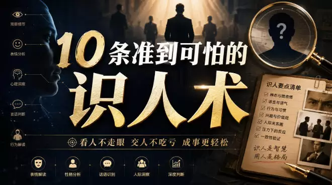 付费文章：10条准到可怕的识人术|青心网创站