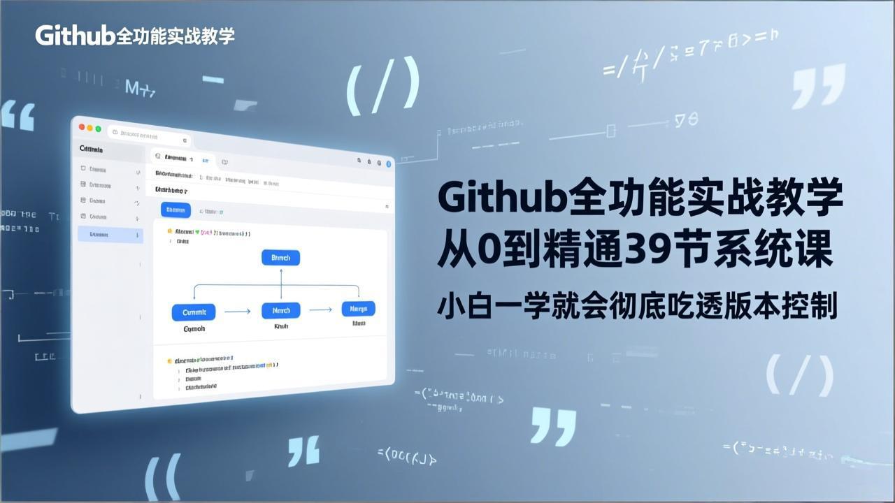 GitHub-全功能实战教学,从0到精通39节系统课,小白一学就会彻底吃透版本控制青心网创青心网创站