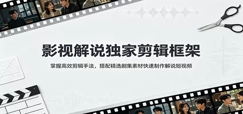 影视解说独家剪辑框架：掌握高效剪辑手法，搭配精选剧集素材快速制作解说短视频|青心网创站
