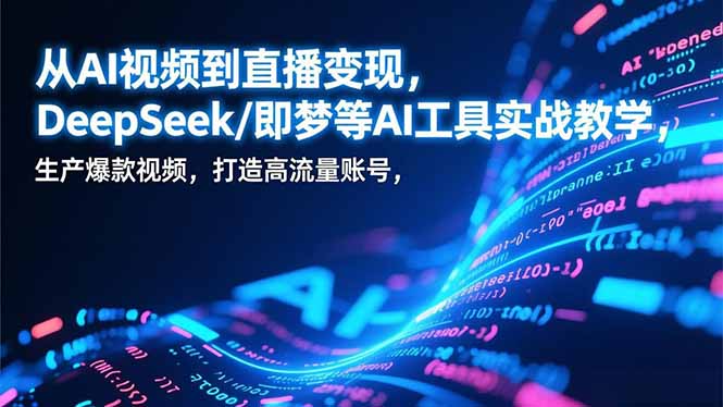 从AI视频到直播变现，DeepSeek/即梦等AI工具实战教学，生产爆款视频，打造高流量账号青心网创青心网创站