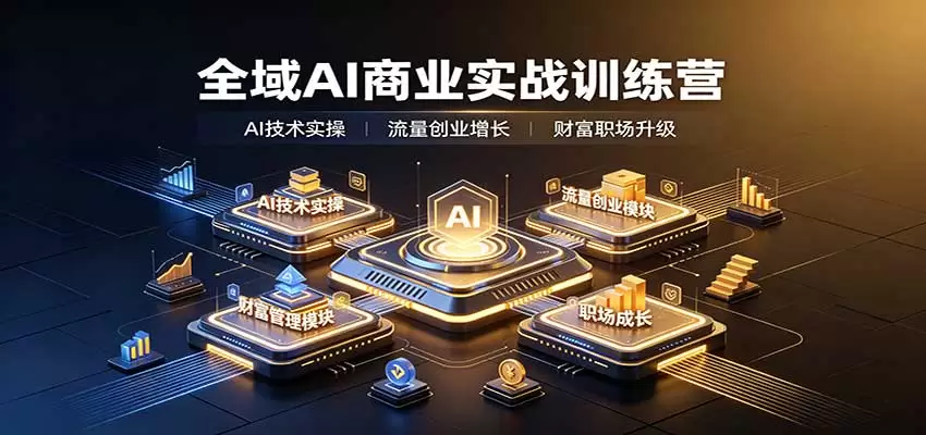全域AI商业实战训练营：涵盖AI技术实操、流量创业、财富管理与职场成长全体系内容|青心资源站