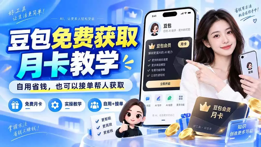 （20358期）豆包免费获取月卡教学，自用省钱，也可以接单帮人获取|青心资源站