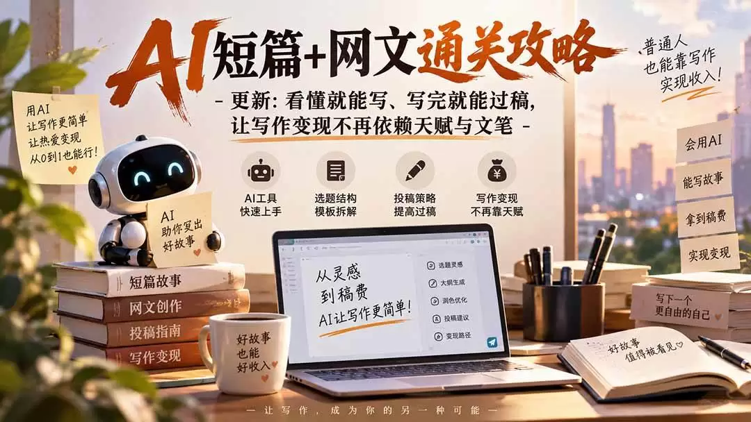（20578期）AI短篇+网文通关攻略-更新0921：看懂就能写、写完就能过稿，让写作变现不再依赖天赋与文笔 - 青心资源站