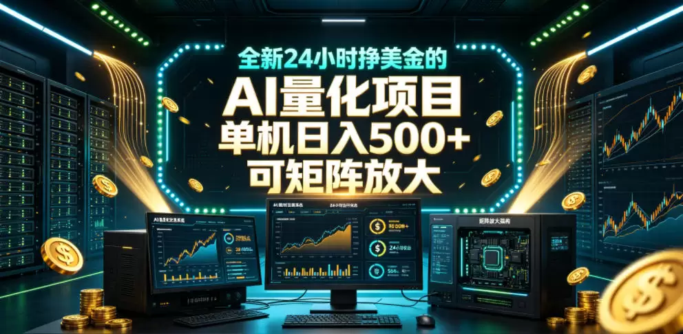 全新24小时挣美金的AI量化项目，单机日入500+，每天见收益，可矩阵放大【揭秘】|青心网创站