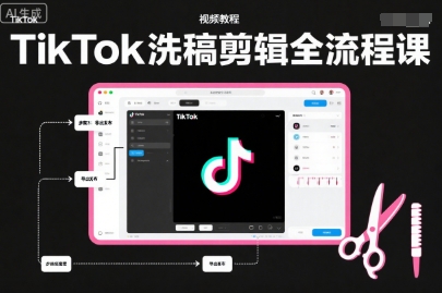 TikTok洗稿剪辑全流程课，PR洗稿剪辑全流程，TK洗稿运营课-青心网创站