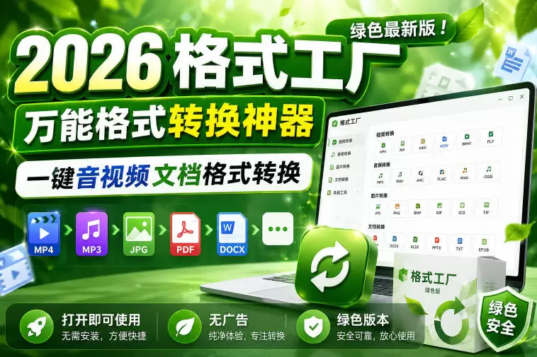 2026格式工厂绿色最新版！万能格式转换神器，一键音视频文档格式转换，打开即可使用，无广告绿色版本|青心网创站