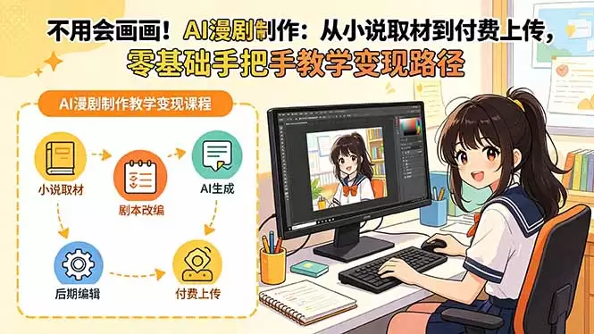 不用会画画！AI漫剧制作：从小说取材到付费上传，零基础手把手教学变现路径(更新|青心网创站