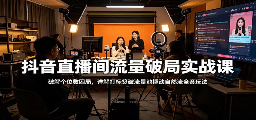 抖音直播间流量破局实战课：破解个位数困局，详解打标签破流量池撬动自然流全套玩法|青心网创站