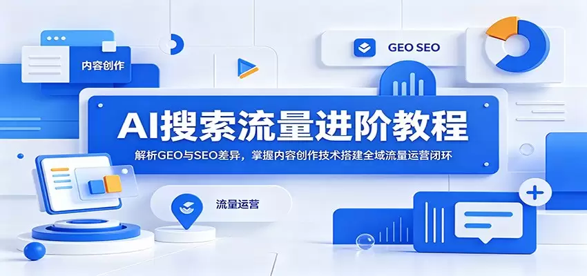 AI搜索流量进阶教程：解析GEO与SEO差异，掌握内容创作技术搭建全域流量运营闭环|青心网创站