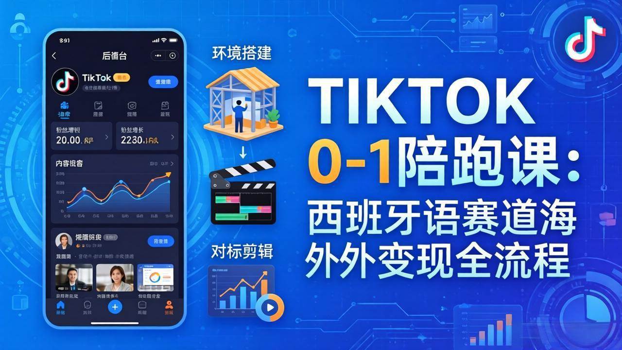 (17908期)TIKTOK 0-1 陪跑课:从环境搭建到刷对标剪辑,西班牙语赛道海外变现全流程|青心网创站