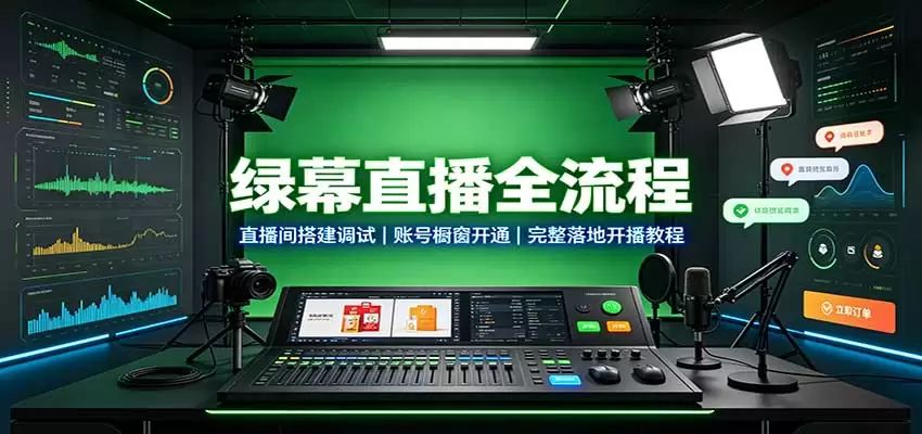 绿幕直播全流程：直播间搭建调试，账号橱窗开通，完整落地开播教程|青心资源站