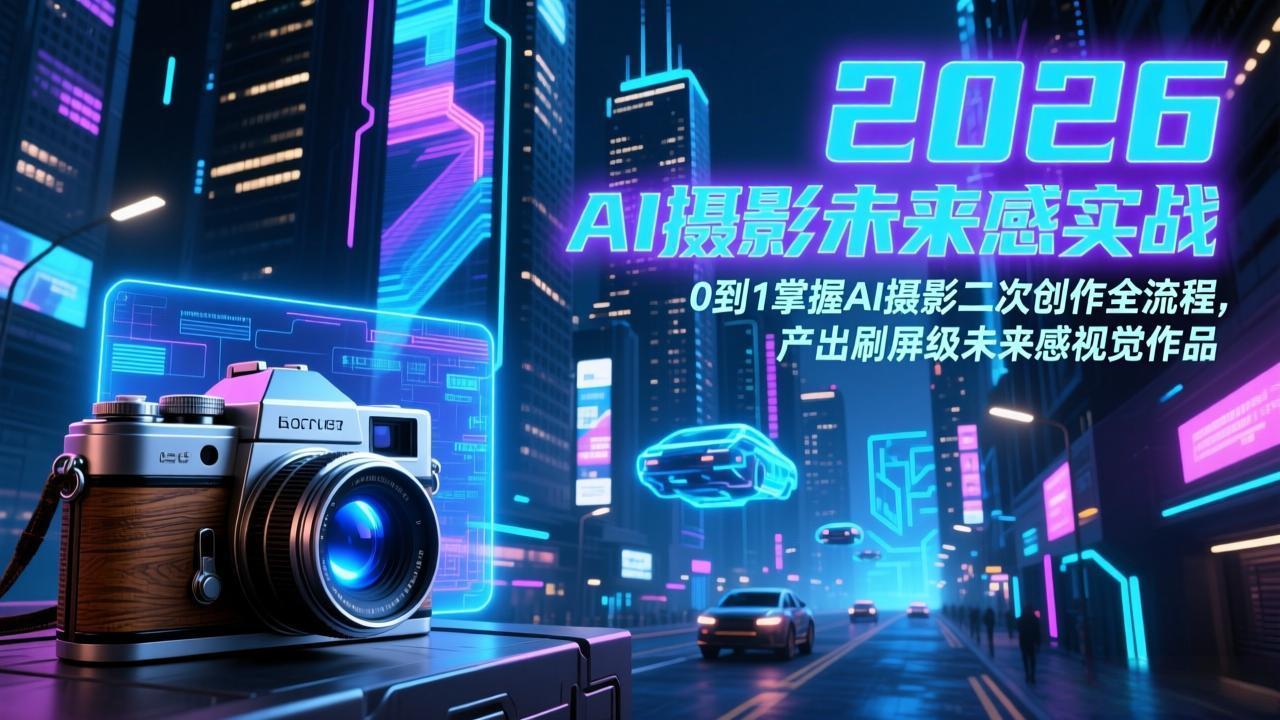 2026 AI摄影未来感实战：0到1掌握AI摄影二次创作全流程，产出刷屏级未来感视觉作品青心网创青心网创站