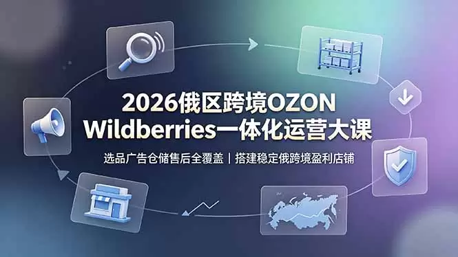 2026俄区跨境OZON Wildberries一体化运营大课，选品广告仓储售后全覆盖，搭建稳定俄跨境盈利店铺|青心网创站