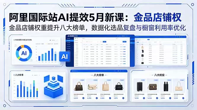 阿里国际站AI提效5月新课：金品店铺权重提升八大榜单，数据化选品复盘与橱窗利用率优化|青心网创站