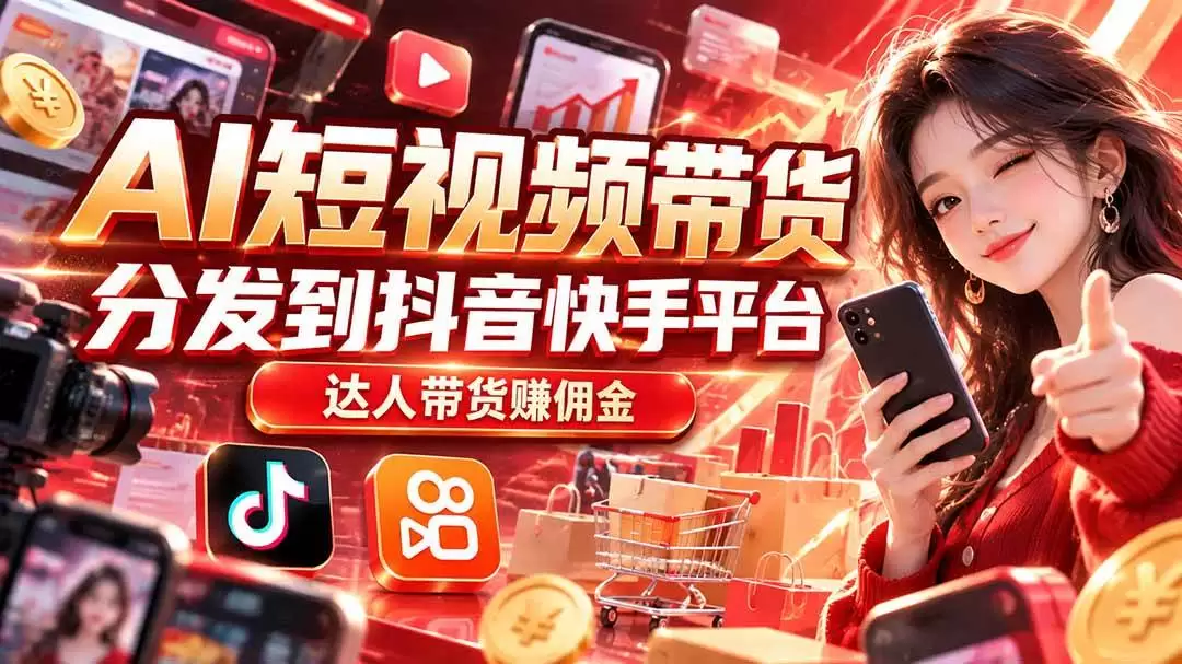 （20754期）【AI短视频带货】分发到抖音快手平台，达人带货赚佣金 - 青心资源站