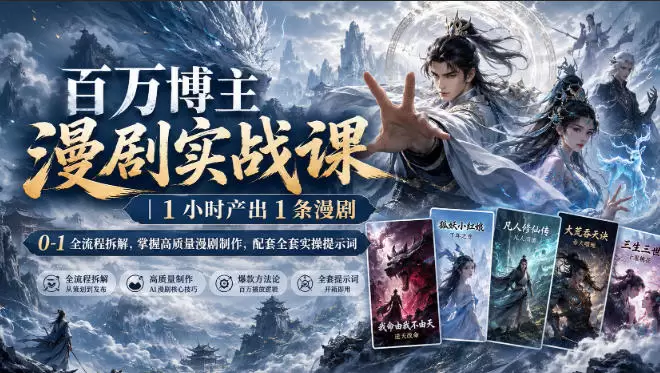 百万博主漫剧实战课｜1小时产出1条漫剧，0‑1全流程拆解，掌握高质量漫剧制作，配套全套实操提示词 - 青心资源站