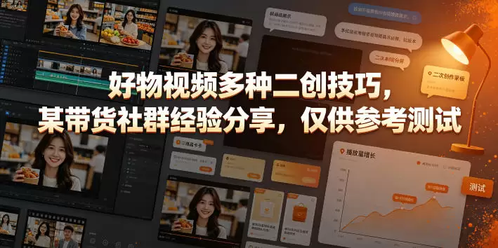 好物视频多种二创技巧，某带货社群经验分享，仅供参考测试|青心网创站