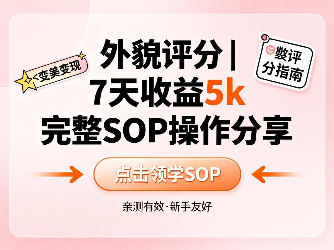 小红书做外貌评分，7天收益5k，完整SOP操作分享-青心网创站