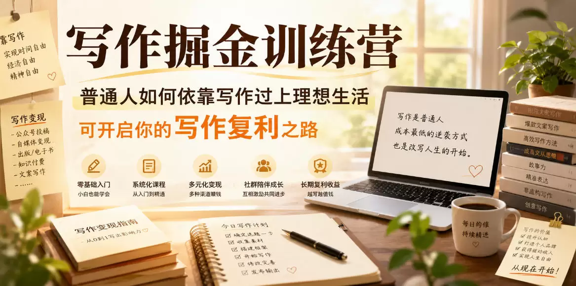 写作掘金训练营，普通人如何依靠写作过上理想生活，可开启你的写作复利之路（更新6月）|青心网创站