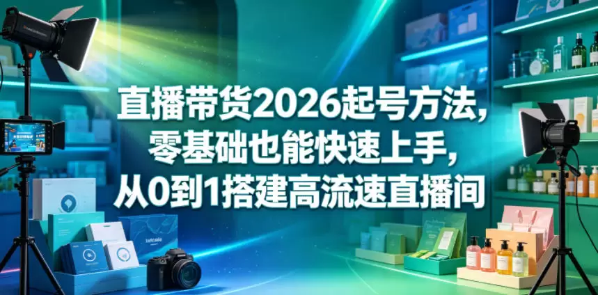 直播带货2026起号方法，零基础也能快速上手，从0到1搭建高流速直播间|青心网创站