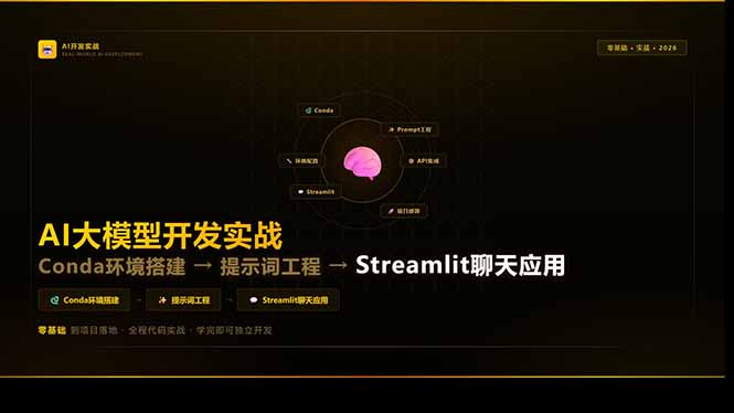 AI大模型开发实战:Conda环境搭建→提示词工程→Streamlit聊天应用,零基础到项目落地|青心网创站