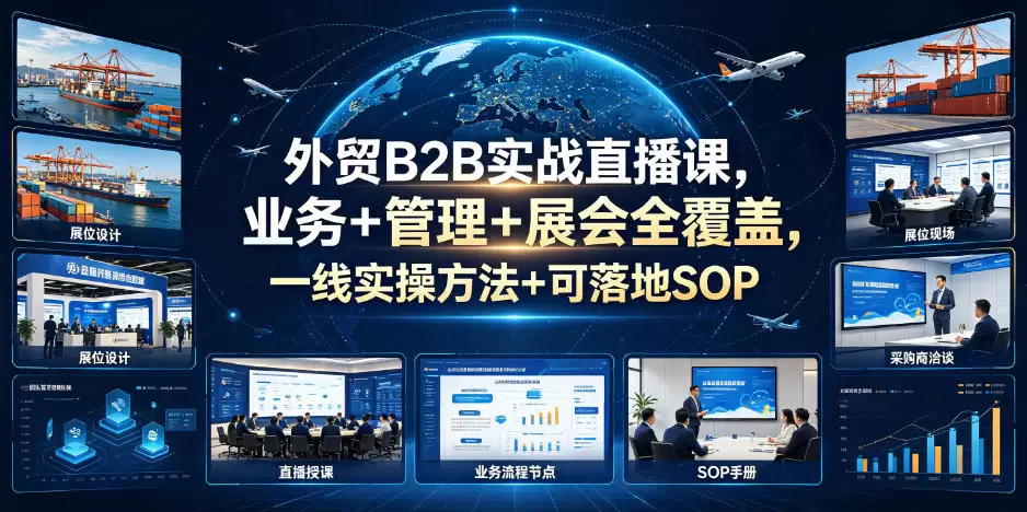 外贸B2B实战直播课，业务+管理+展会全覆盖，一线实操方法+可落地SOP|青心网创站