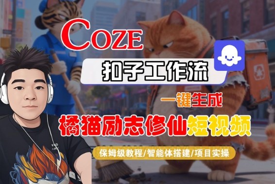 Coze扣子智能体工作流一键生成“橘猫励志修仙“短视频,全流程保姆级教学-青心网创站