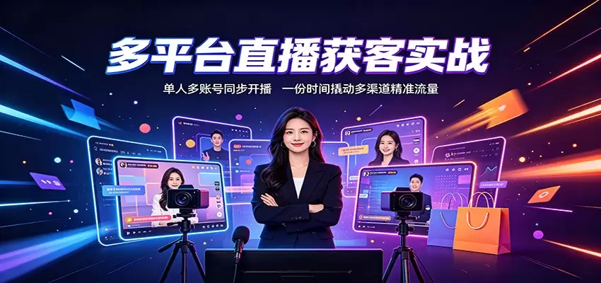 多平台直播获客实战：单人多账号同步开播，一份时间撬动多渠道精准流量|青心网创站