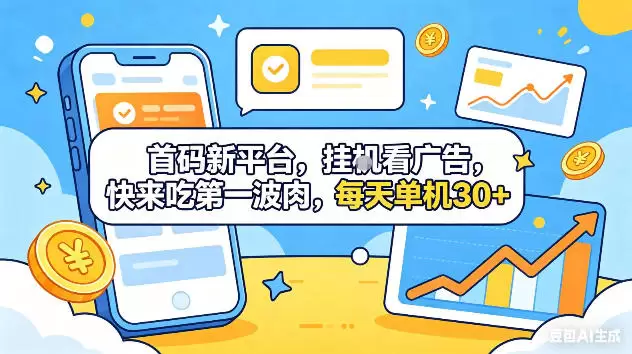 首码新平台，挂G自动看广告，快来吃第一波肉，每天单机30+，可矩阵放大【揭秘】|青心网创站