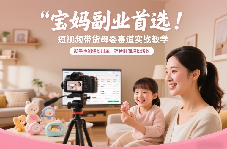 宝妈副业首选!短视频带货母婴赛道实战教学,新手也能轻松出单,碎片时间轻松增收青心网创青心网创站