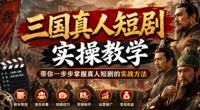 三国真人短剧实操教学，带你一步步掌握真人短剧的实战方法|青心网创站