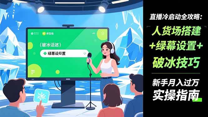 (16605期)直播冷启动全攻略:人货场搭建+绿幕设置+破冰技巧,新手月入过万实操指南-青心网创站