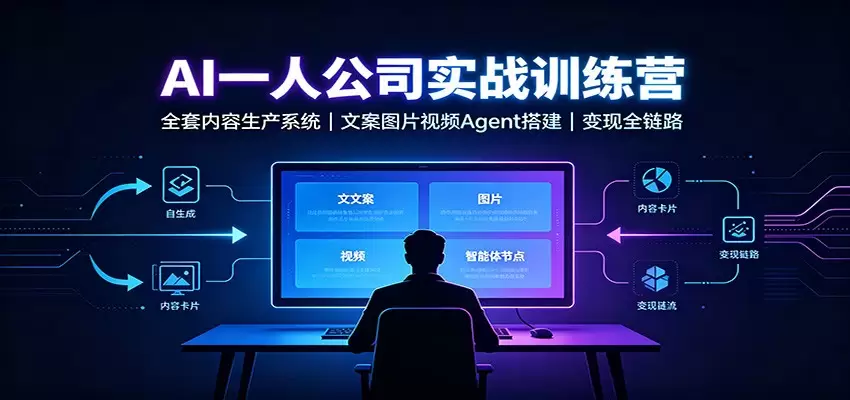 AI创作一人公司实战训练营：全套内容生产系统，文案图片视频Agent搭建变现全链路|青心网创站