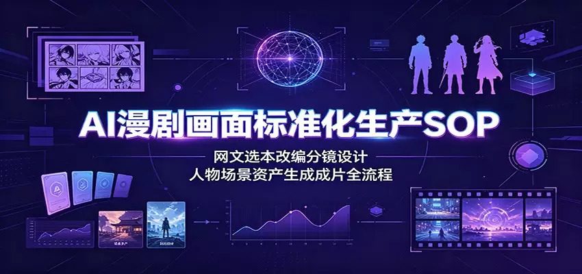AI漫剧画面标准化生产SOP：网文选本改编分镜设计，人物场景资产生成成片全流程|青心网创站