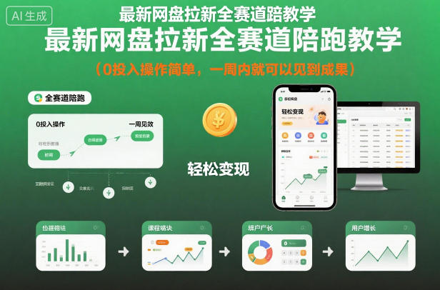 最新网盘拉新全赛道陪跑教学，0投入操作简单，一周内就可以见到成果-青心网创站