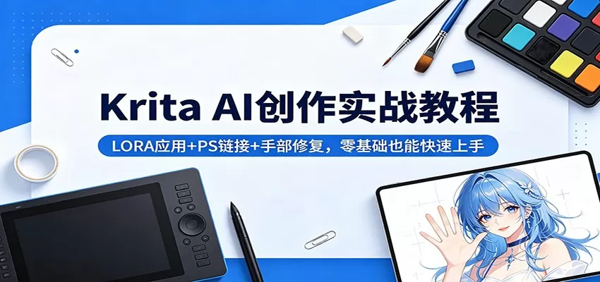 Krita AI创作实战教程：LORA应用+PS链接+手部修复，零基础也能快速上手|青心网创站
