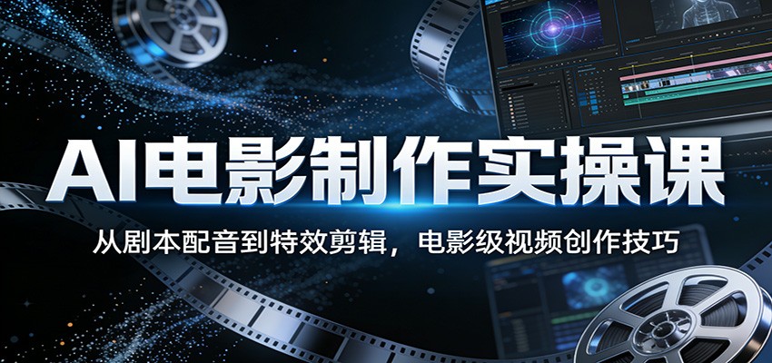 AI电影制作实操课：从剧本配音到特效剪辑，电影级视频创作技巧|青心网创站