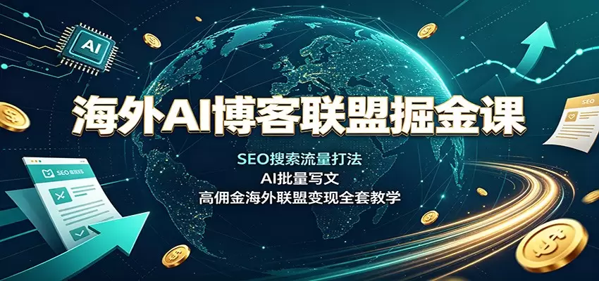 海外AI博客联盟掘金课：SEO搜索流量打法，AI批量写文，高佣金海外联盟变现全套教学|青心网创站