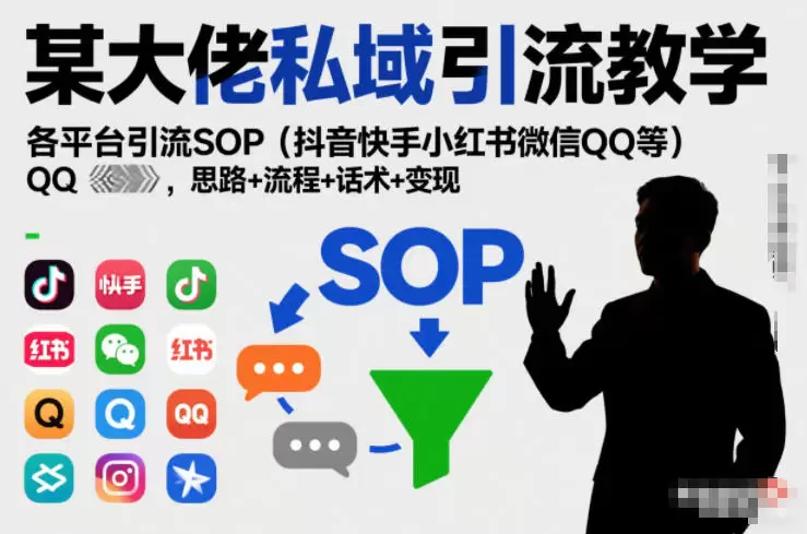 某大佬私域引流教学，各平台引流SOP（抖音快手小红书微信QQ等），思路+流程+话术+变现（更新0708）|青心网创站