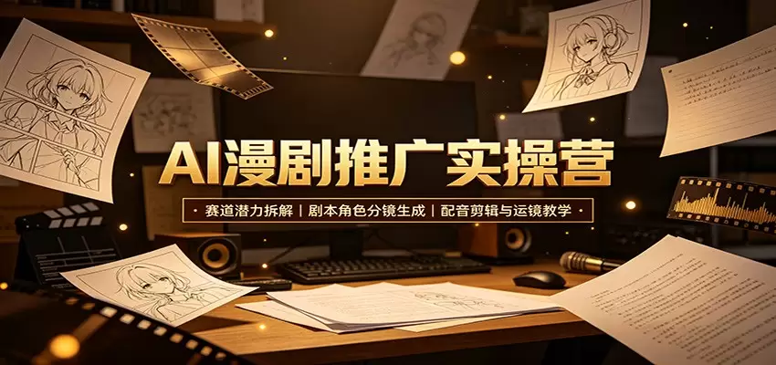 AI漫剧推广实操营：赛道潜力拆解，剧本角色分镜生成，配音剪辑与运镜教学|青心网创站
