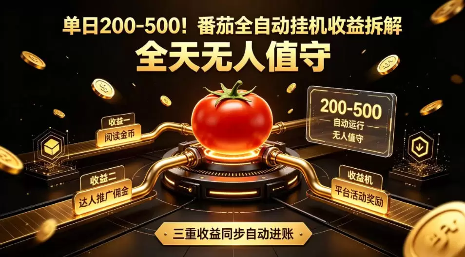 单日200-500！番茄全自动挂G收益拆解，全天无人值守，矩阵操作收益翻倍【揭秘】|青心网创站